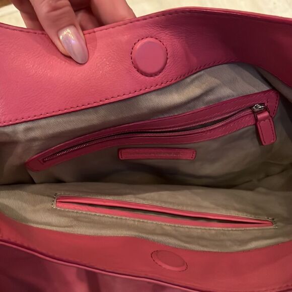 Vintage Banana Republic pink leather purse double handles magnetic closure - Picture 11 of 13